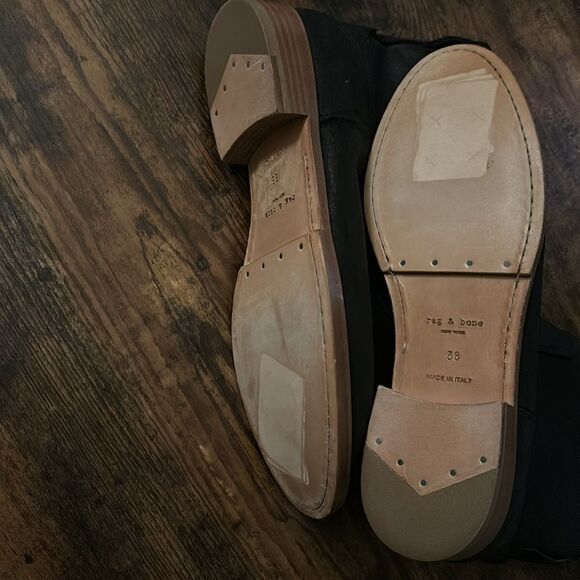 NWOB Rag & Bone Black Waxy Calf Suede Holly Ankle Boots SIze 38 - Picture 8 of 9